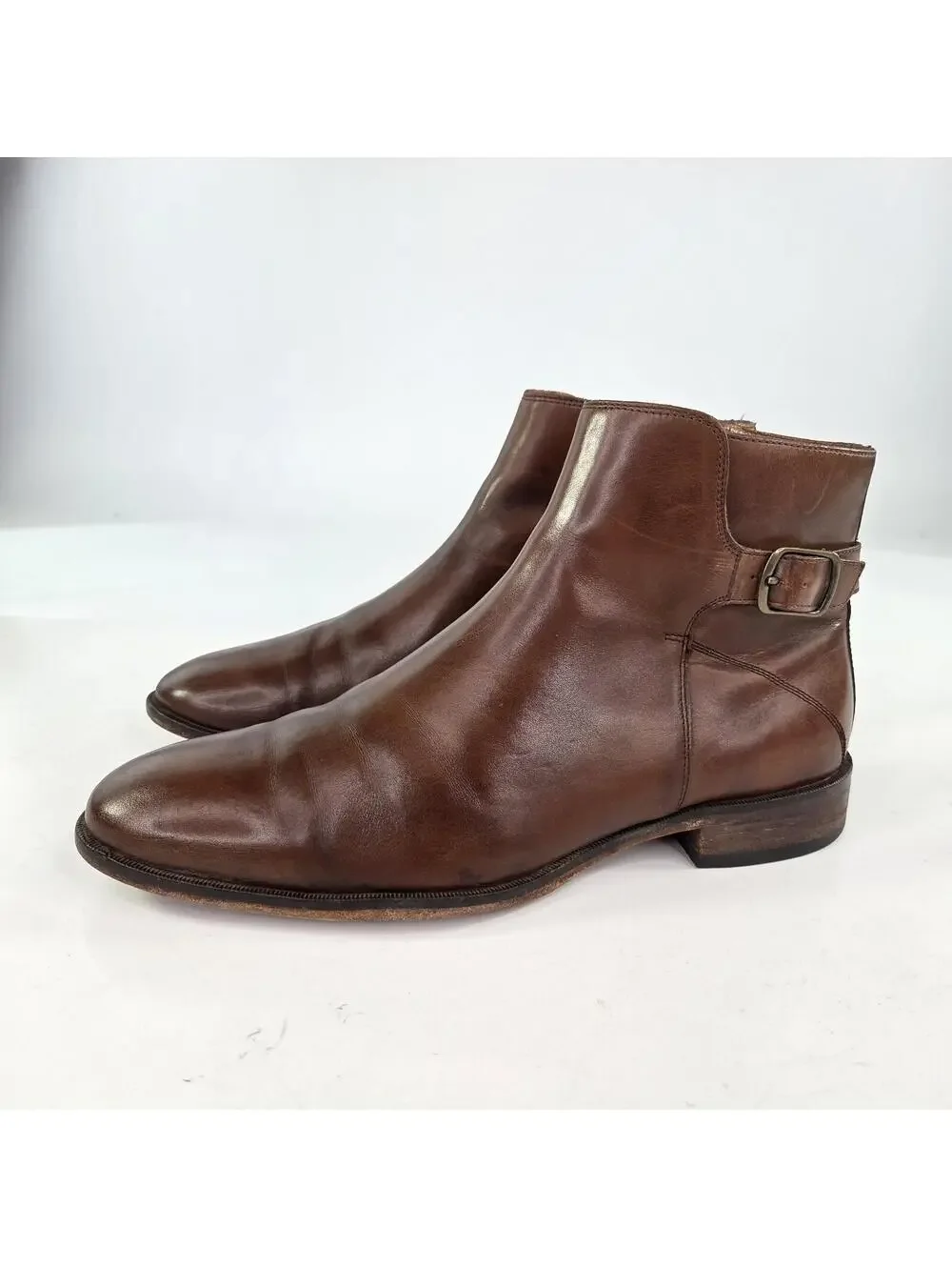 Johnston & Murphy leather Jodhpur boots US 9 M brown cognac side Zip Ankle Boot